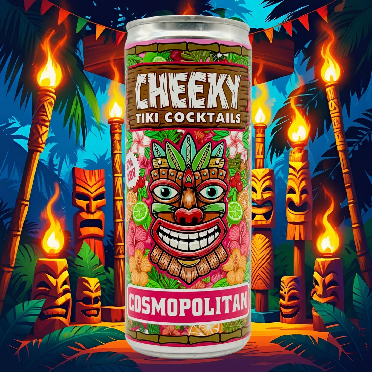 Cheeky Tiki Cosmopolitan – Vodka Cranberry Cocktail in a Can 8% ABV 250ml