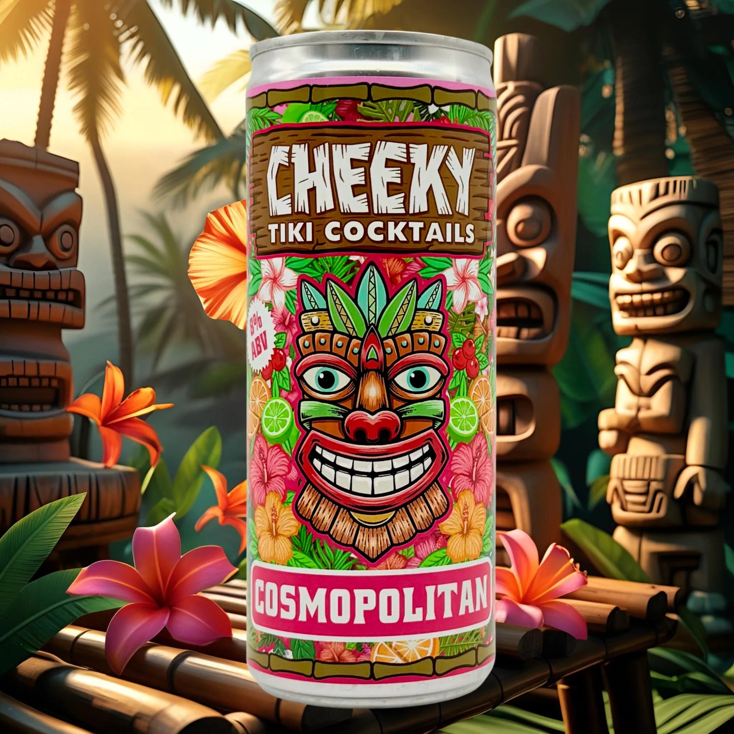 Cheeky Tiki Cosmopolitan – Vodka Cranberry Cocktail in a Can 8% ABV 250ml