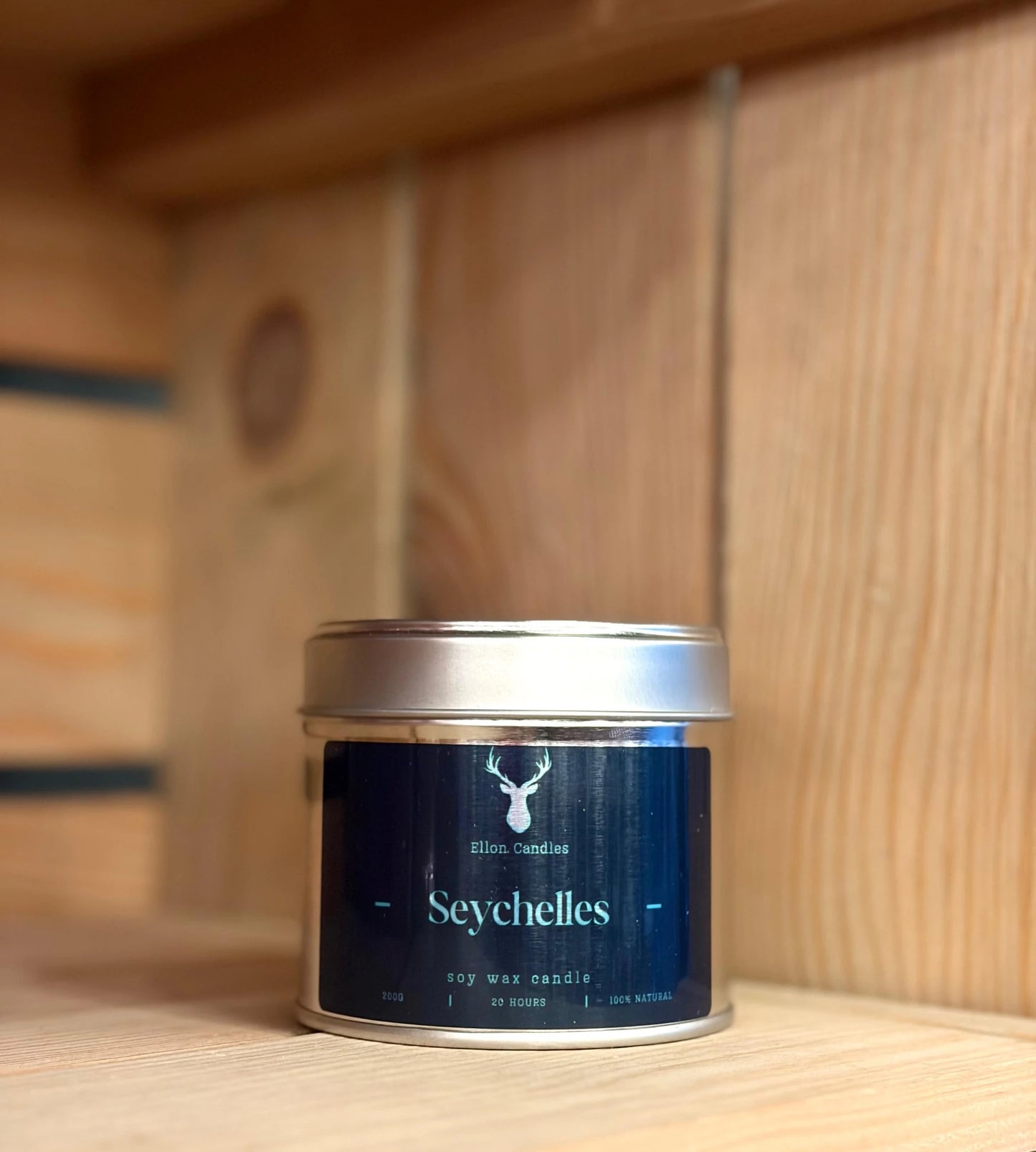 Seychelles soy wax candle 200g with silver lid – tropical scented candle by Ellon Candles