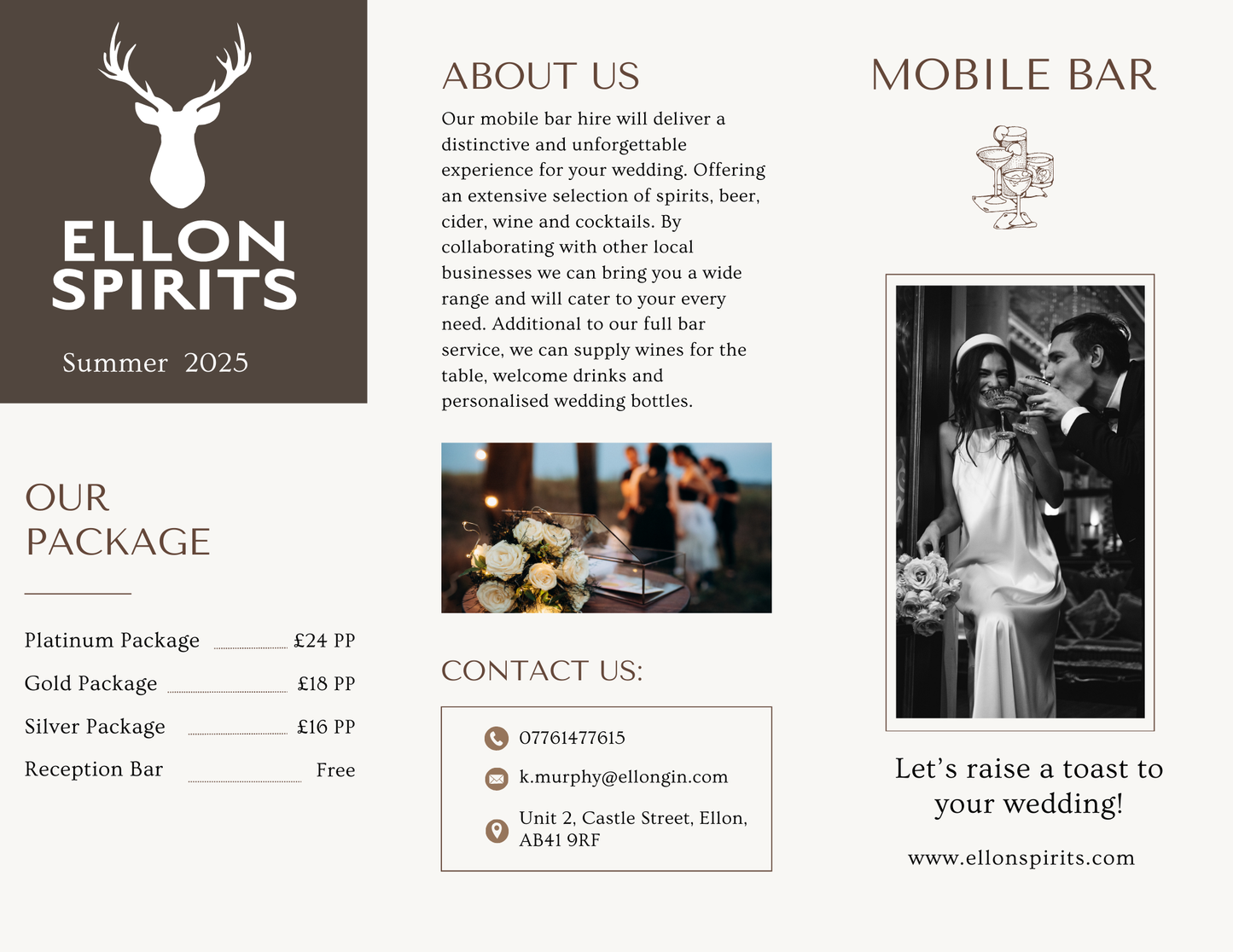 Ellon Spirits Wedding Brochure - Mobile Bar