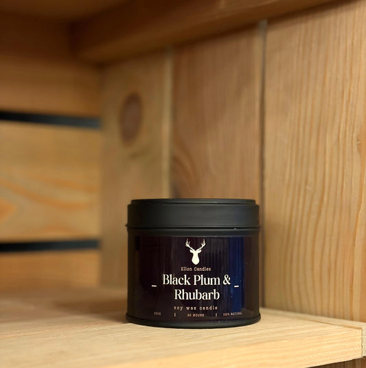 Black Plum &amp; Rhubarb Soy Wax Candle – 200g