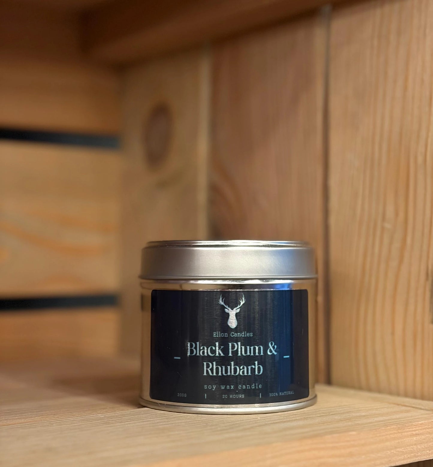 Black Plum &amp; Rhubarb Soy Wax Candle – 200g