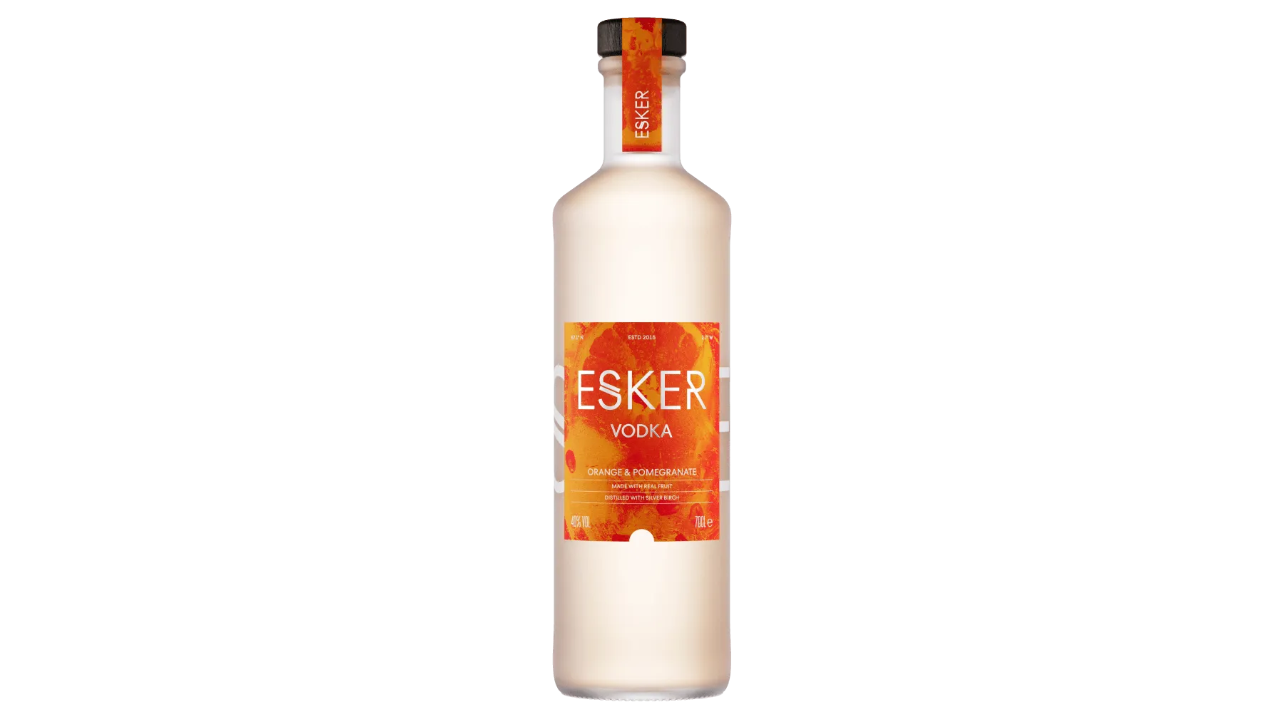 Esker Orange & Pomegranate Vodka 70cl bottle on white background