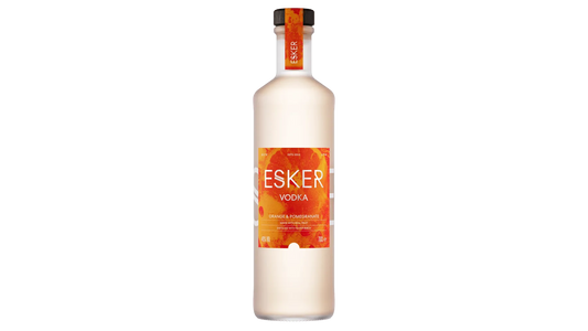 Esker Orange & Pomegranate Vodka 70cl bottle on white background