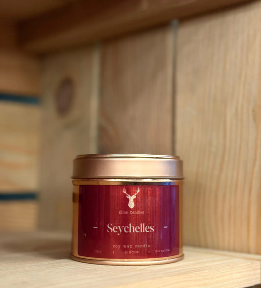 Seychelles soy wax candle 200g with copper lid – luxury tropical home fragrance candle